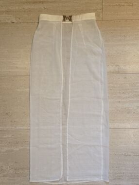 MESHKI Sheer White Open Front Panel Cover-Up